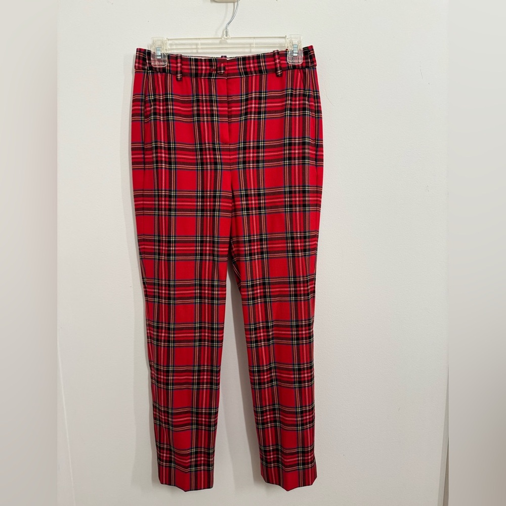 J. Crew Cameron pant in a red tartan plaid pattern.